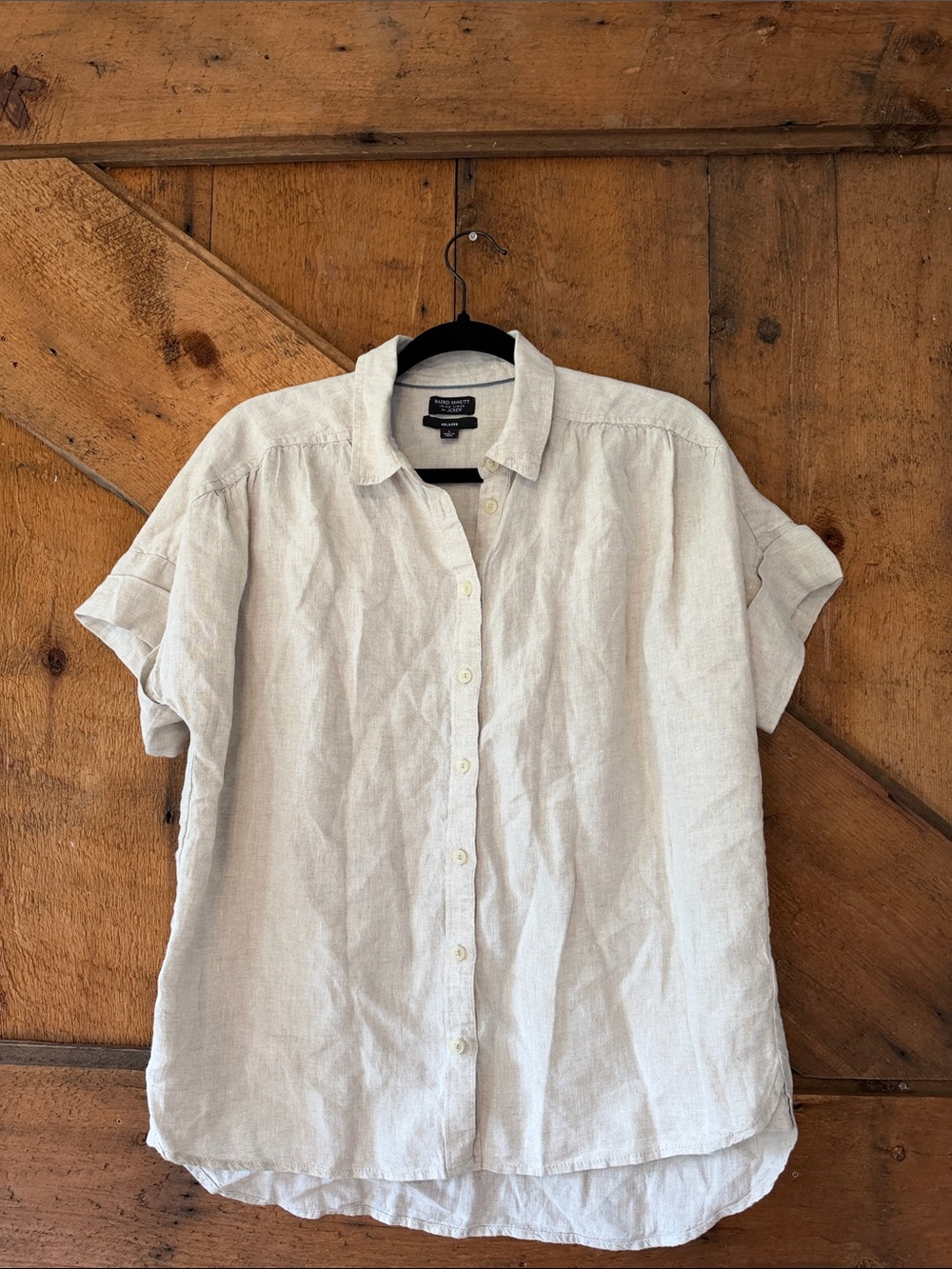 J.Crew Baird McNutt Irish Linen Button Front Shirt Size Small Relaxed Fit Ivory